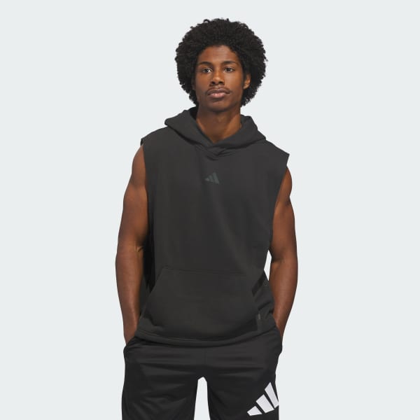 Black PrimeLift Workout Sleeveless Hoodie