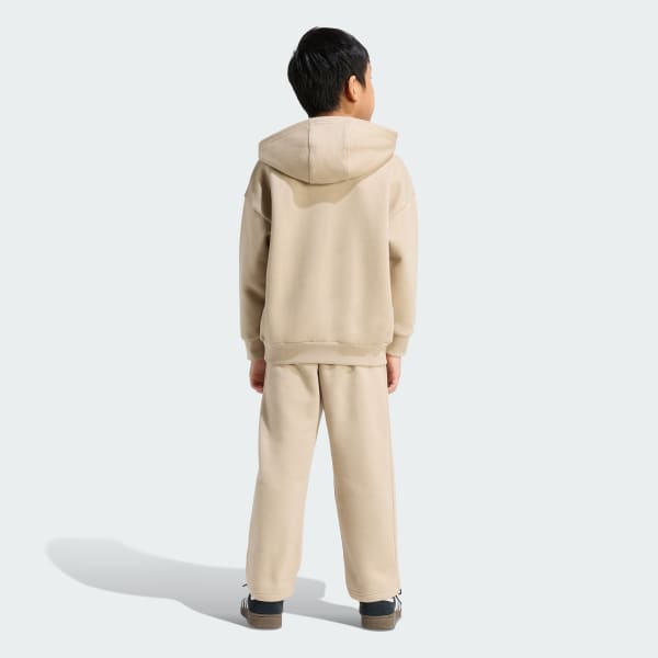 bézová Souprava Oversized Hoodie Open Hem Pants