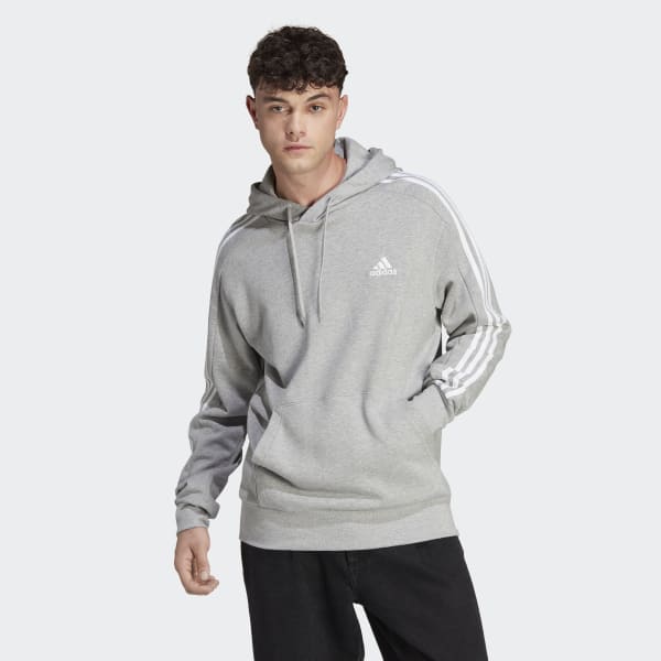 adidas Essentials French Terry 3-Stripes Hoodie - Grey | adidas Philippines | Sweatshirts