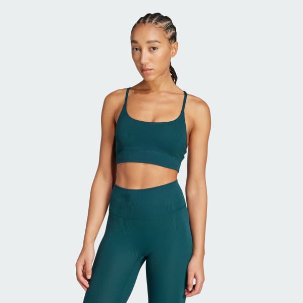 Gronn adidas All Me Light Support Rib Bra Long Line BH