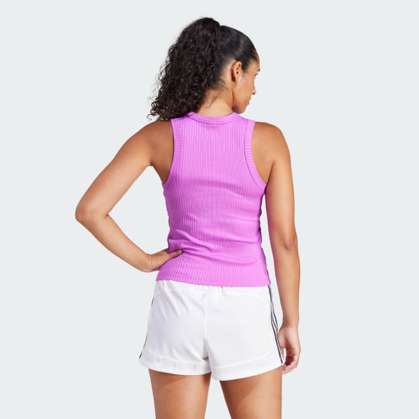 Purple All Gym Seasonal Rib Tight Fit Tonal 3-Stripes Tank Top
