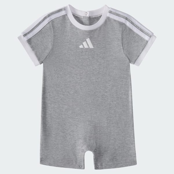 Short Sleeve 3-Stripes Logo Heather Romper