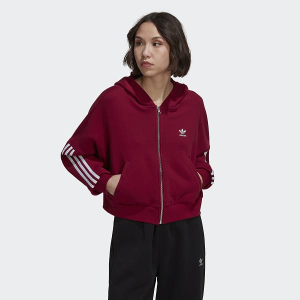 adidas Adicolor Classics Full-Zip Relaxed Hoodie - Red | Women's Lifestyle | adidas