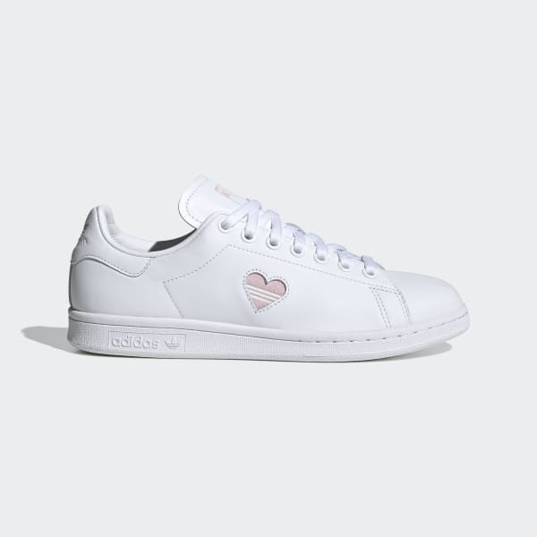 Stan smith trainers white clear pink heart gold metallic clearance