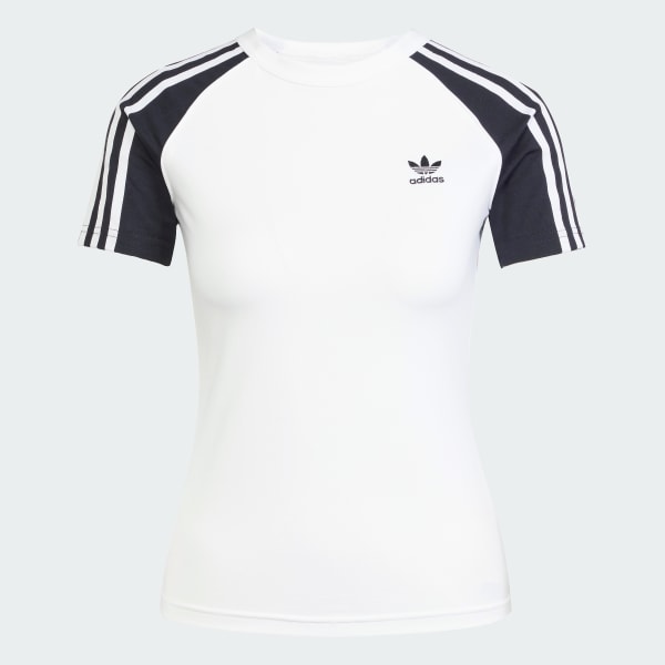 Hvit Adicolor 3-Stripes Raglan Slim T-skjorte