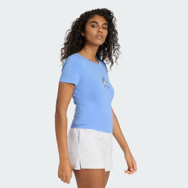 Azul Polo estampado por encima de la cintura con garabato