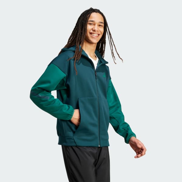 Hijau adidas Z.N.E. Jaket Bertudung Full-Zip