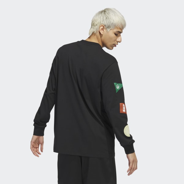 adidas Remera Manga Larga Estampada Basketball Negro adidas