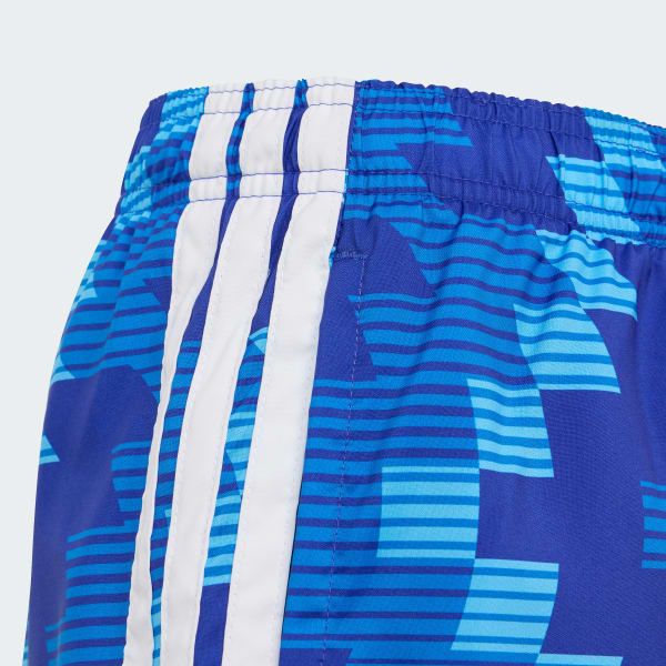 Blue Soccer-Inspired Graphic Swim Shorts