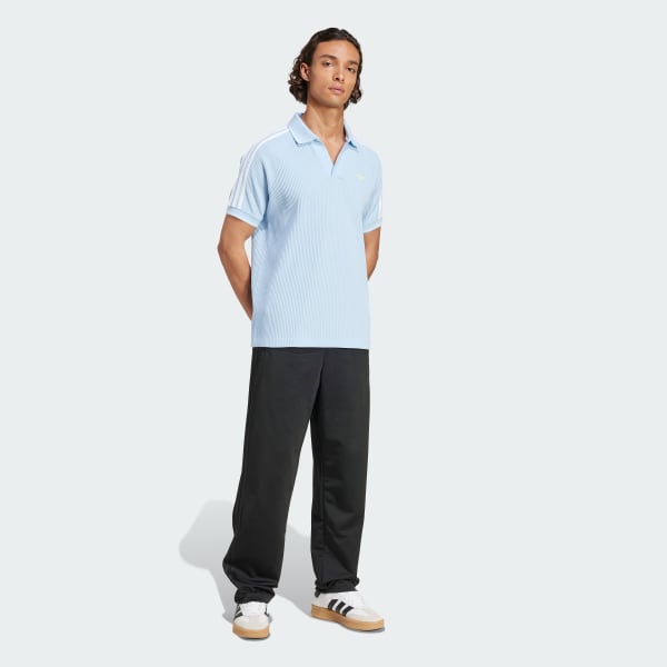 Blue adidas Originals Waffle Knit Polo Shirt