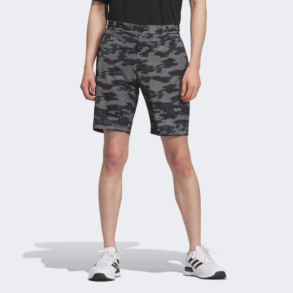 Black Allover Print Golf Shorts