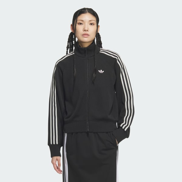 ブラック ニット バルーン トラックトップ