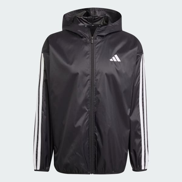 Black Essential 3-Stripes Ripstop Windbreaker