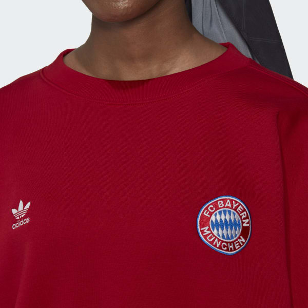 Czerwony FC Bayern Essentials Trefoil Crewneck Sweatshirt BUT32