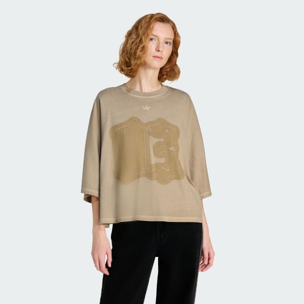 Bege adidas ORIGINALS WASHED GFX TEE