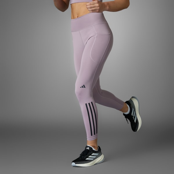 paars adidas DailyRun 3-Stripes 7/8 Leggings