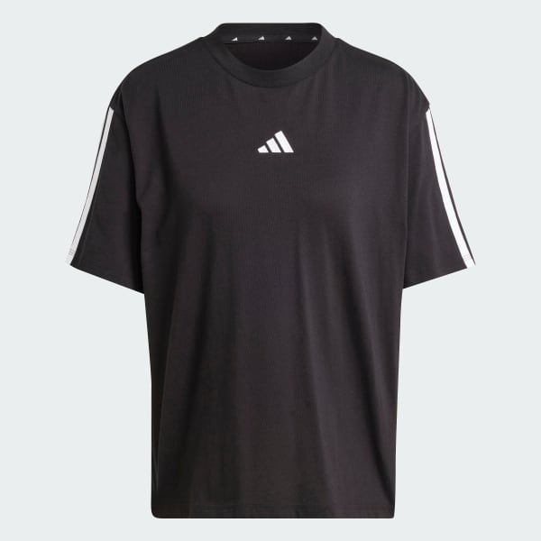 Black Essentials 3-Stripes Boyfriend Tee
