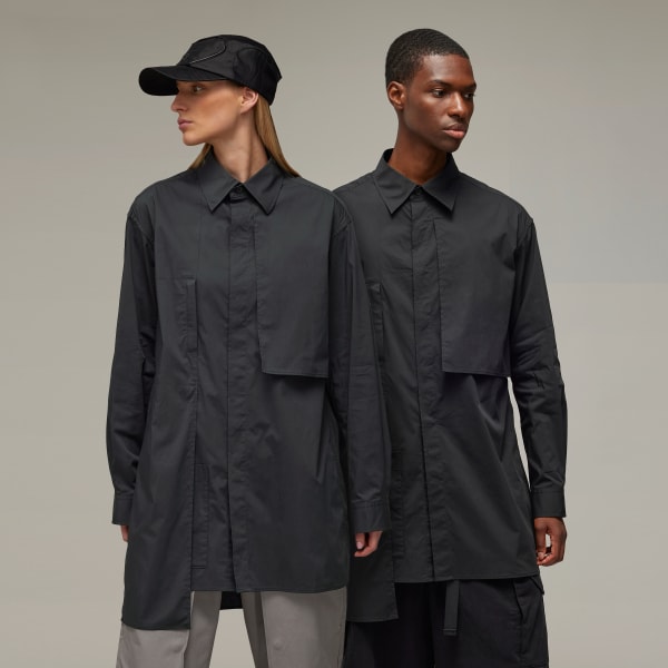 Schwarz Y-3 Sporty Baumwollhemd