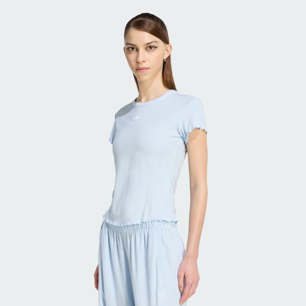 Blue ESSENTIALS SCALLOPED EDGE BABY TEE
