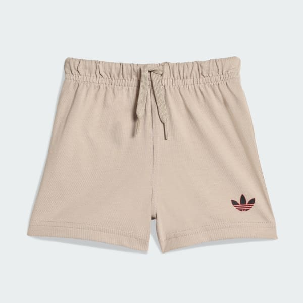 Beige CONJUNTO DE PLAYERA CORTA TRIFOLIO