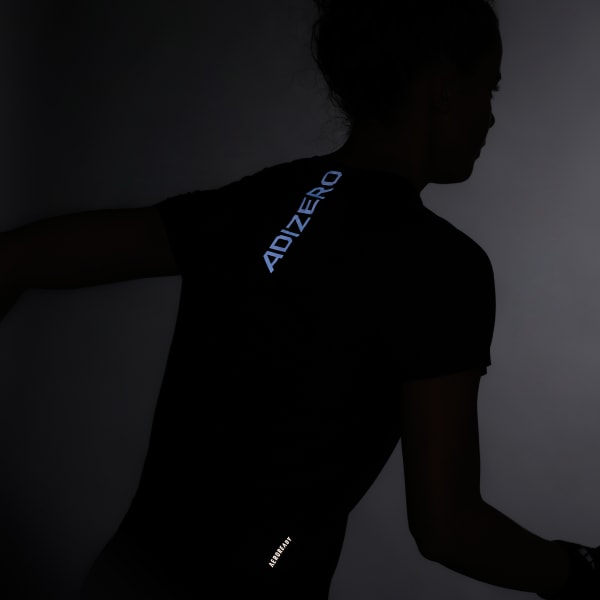 ブラック アディゼロ ランニング半袖Tシャツ