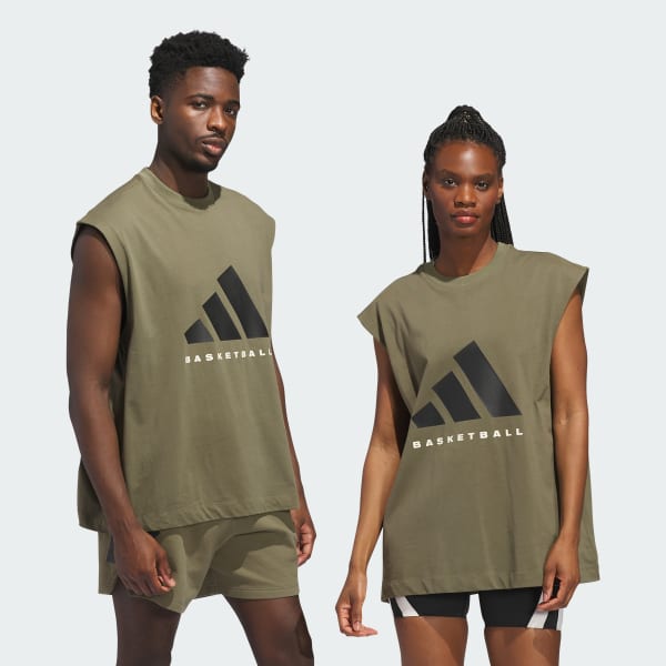 mau-xanh-la Áo Thun Bóng Rổ Không Tay adidas (Unisex)