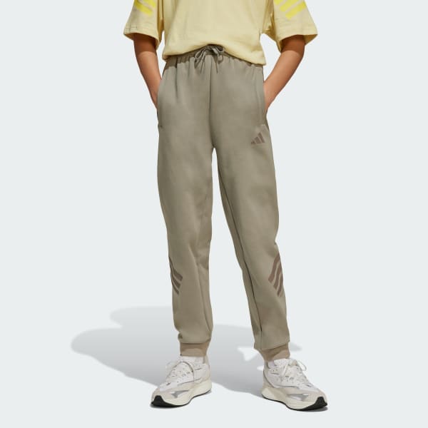 Beige Future Icons 3-Stripes Wide Pants Kids