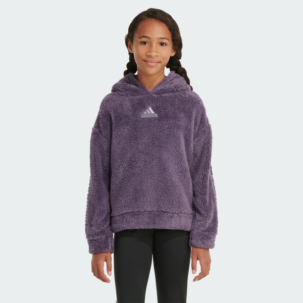adidas Long Sleeve Cozy Furry Pullover Hoodie - Purple