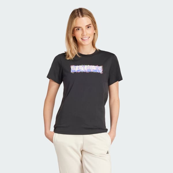 Negro Playera Doodle Estampada