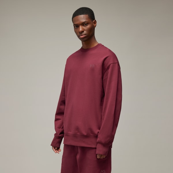 adidas Y-3 French Terry Crew Sweater - Burgundy | Men's Lifestyle ...