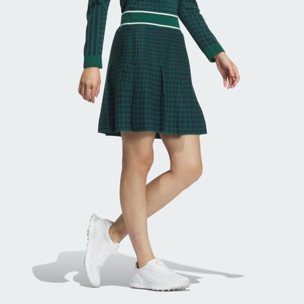 グリーン 【ゴルフ】PRIMEKNIT ハウンドトゥース プリーツスカート