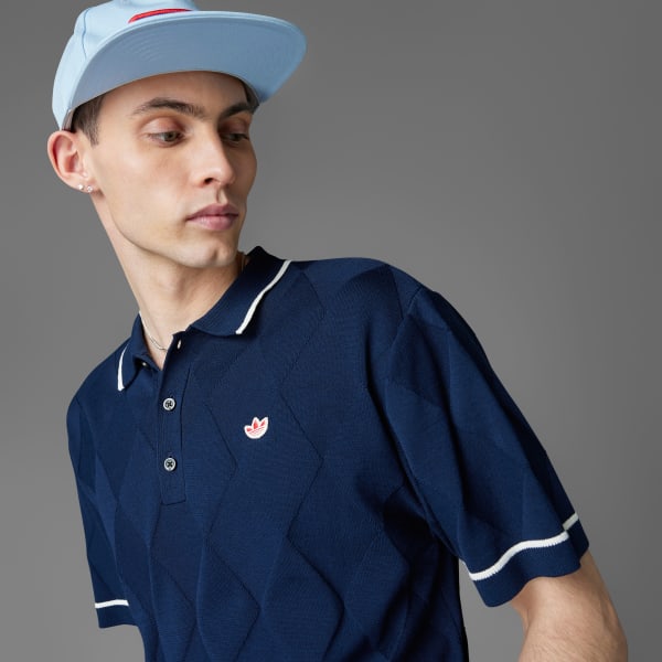 Adidas Originals Argyle Knit Polo Shirt GLOBAL SHIPPING