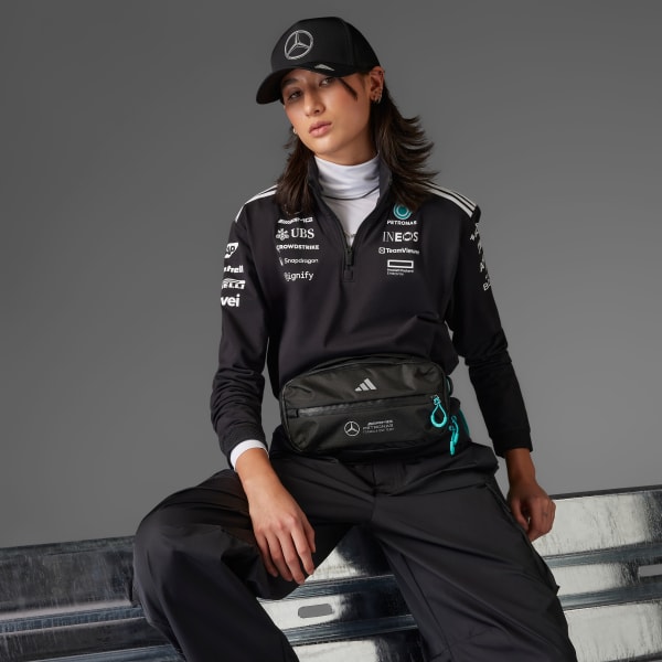 Zwart Mercedes - AMG Petronas Formula One Team Sweatshirt met Korte Rits