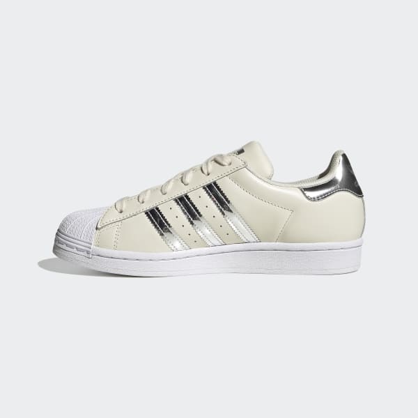 Adidas superstar white metallic silver white clearance