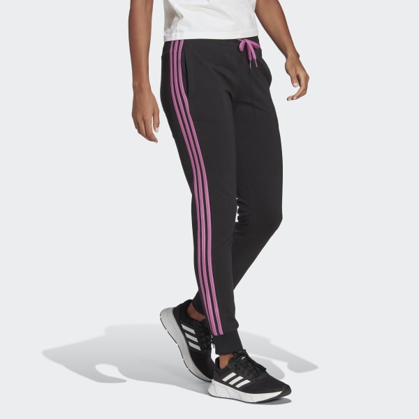 Black Essentials Single Jersey 3-Stripes Pants