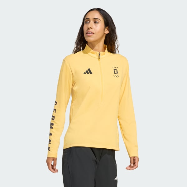 Gelb Team D Half-Zip leichtes Langarm-Shirt