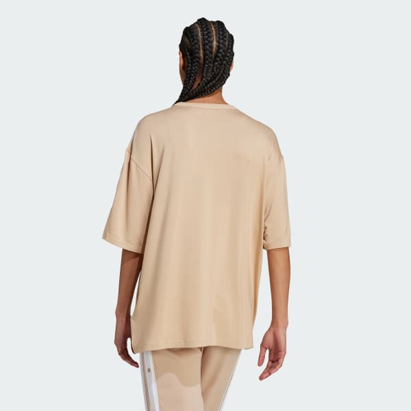 Beige 3-Stripes Oversized Tee