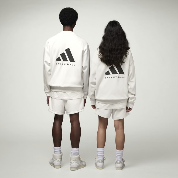Blanco Polera de Cuello Redondo adidas Basketball