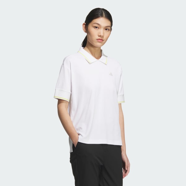 White Twistknit Polo Shirt Short Sleeve