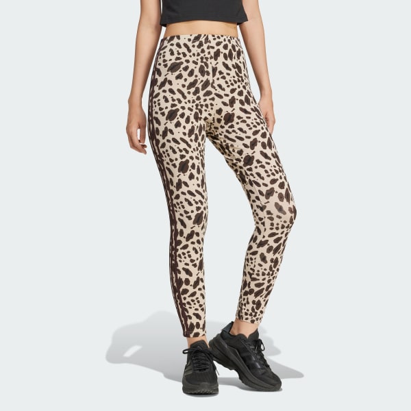 Brown Essentials 3-Stripes Animal Print Leggings