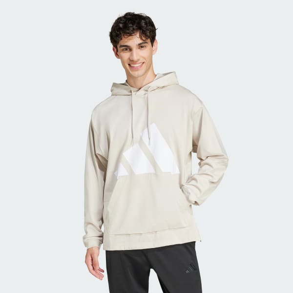Beige Polerón con Capucha Essentials Logo Grande Tejido Jersey