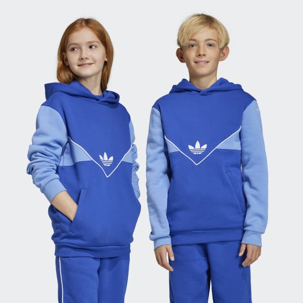 adidas Originals adicolor boyfriend fit color block logo hoodie in blue