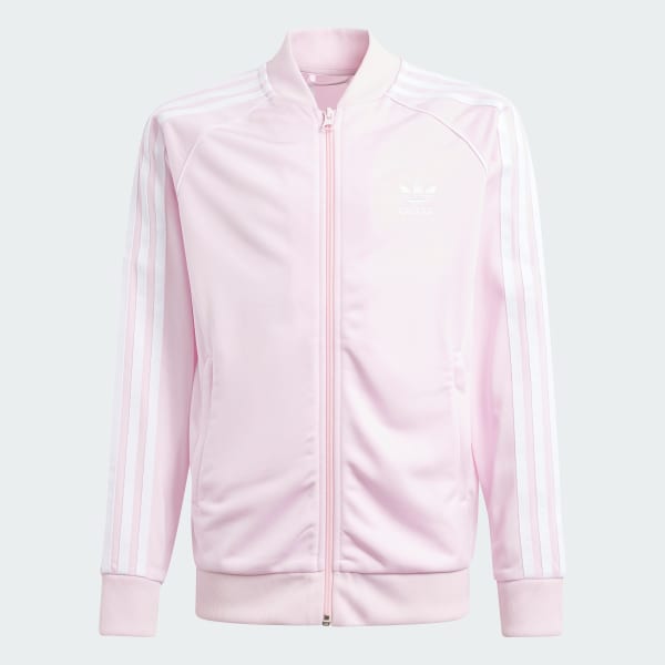 Adidas track jacket women's pink store
