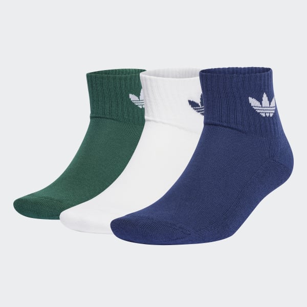 adidas Mid Crew Socks 3 Pairs White Free Shipping with