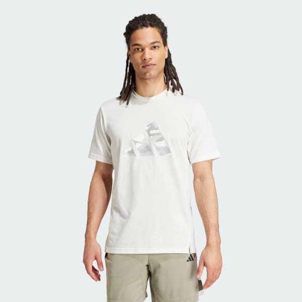 Blanco Playera Train Essentials Camo Graphic Logo