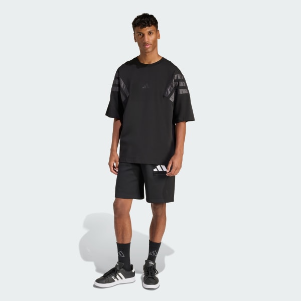 Black FUTURE ICONS WOVEN THREE STRIPE T SHIRT