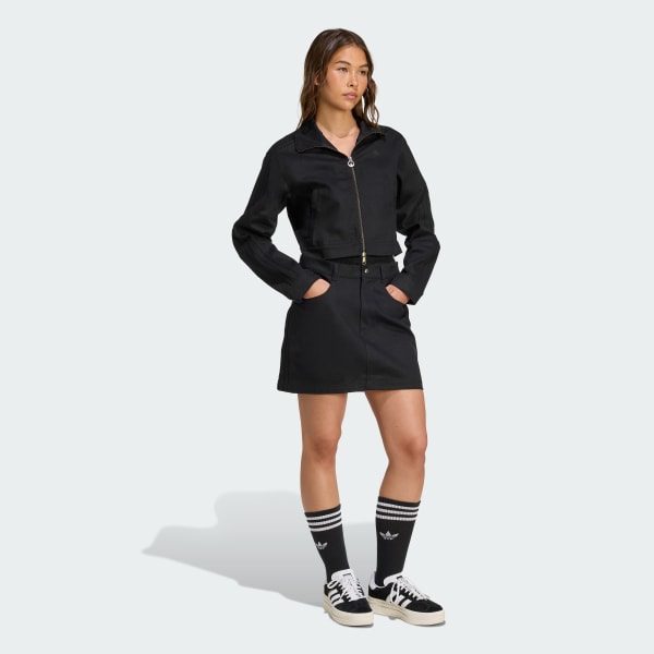 Negro Casaca deportiva Firebird de sarga por encima de la cintura.