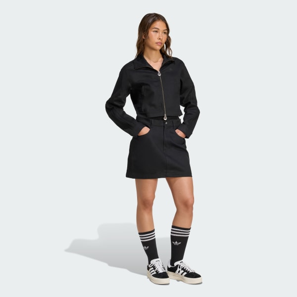 Hitam Track Top Crop Twill Firebird