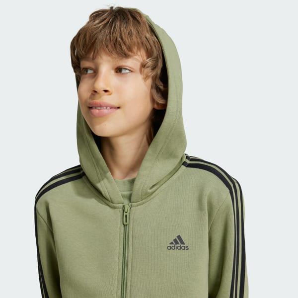Essentials 3 Stripes Fleece Full Zip Hoodie