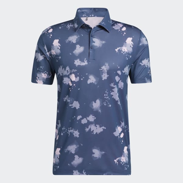 Blue Splatter-Print Polo Shirt H9375